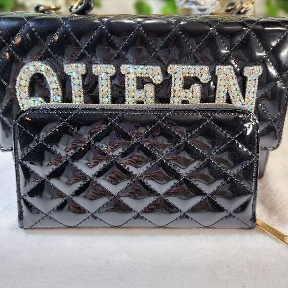 New Black Quilted Bag with Matching Wallet - Picture 10 of 17